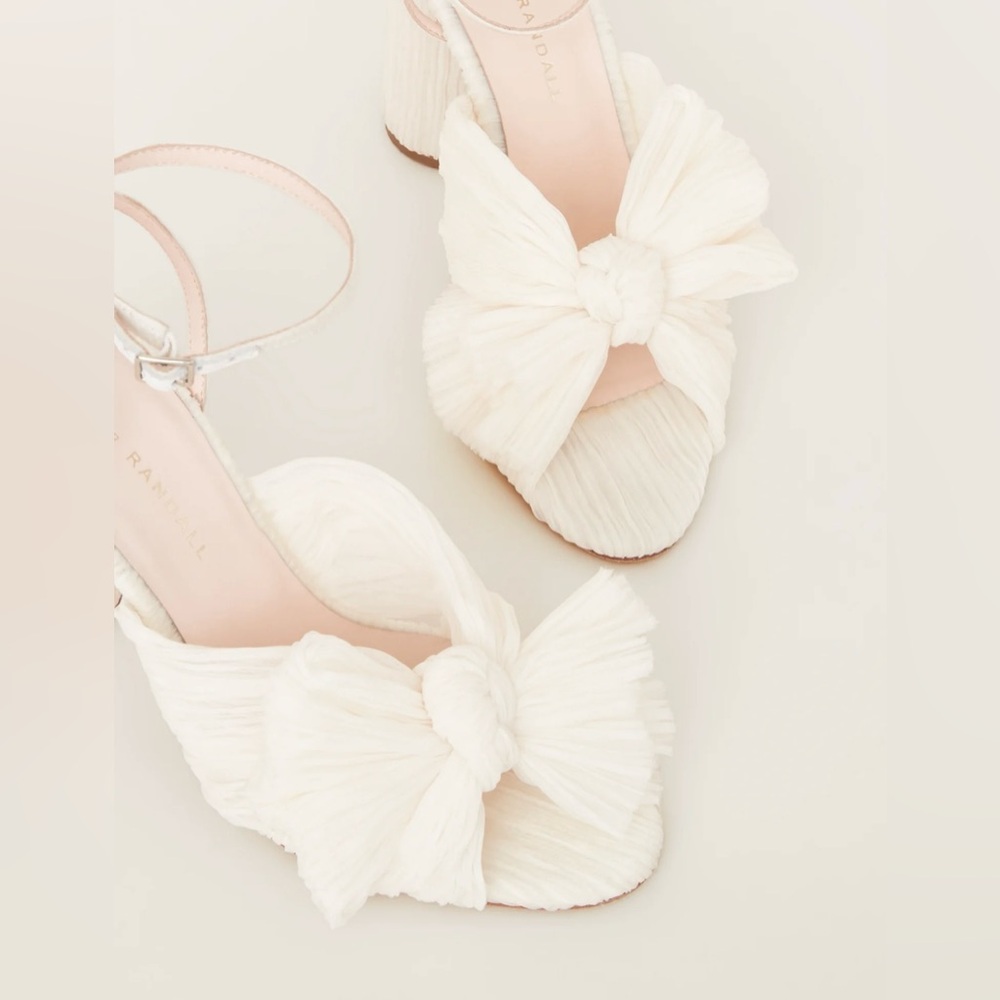 Loeffler Randall Camellia Pearl Pleated Bow Heel Size 10